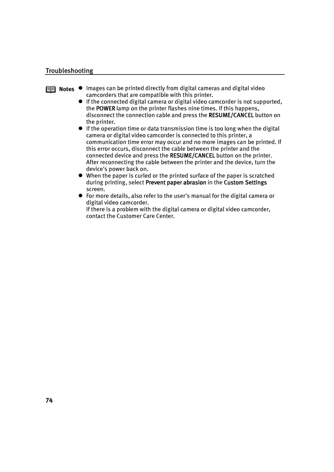 Canon P-I9900-QSG-1203 quick start Troubleshooting 