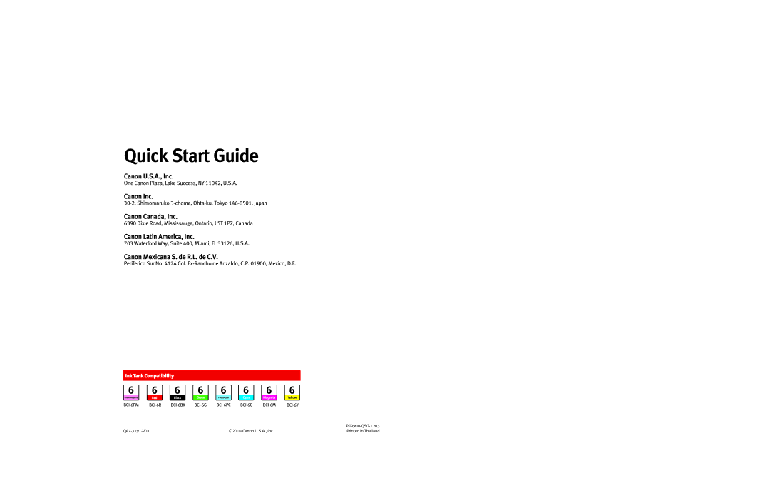 Canon P-I9900-QSG-1203 quick start Canon U.S.A., Inc, Canon Inc, Canon Canada, Inc, Canon Latin America, Inc 