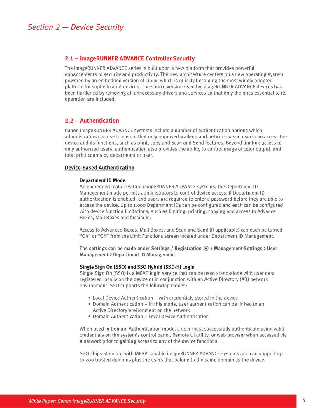 Canon Paper Shredder Device Security, ImageRUNNER Advance Controller Security, Device-Based Authentication 