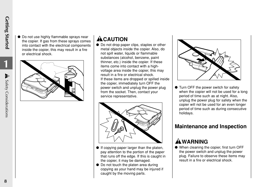 Canon PC 140 manual Maintenance and Inspection 