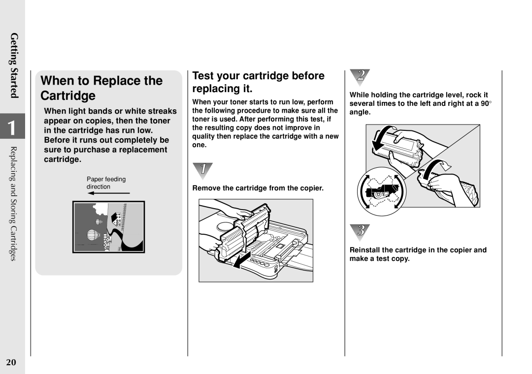 Canon PC 140 manual When to Replace the Cartridge, Test your cartridge before replacing it 