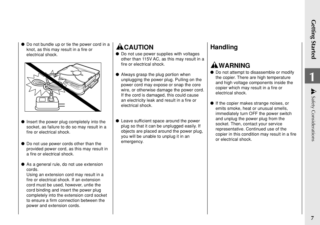 Canon PC 140 manual Handling 