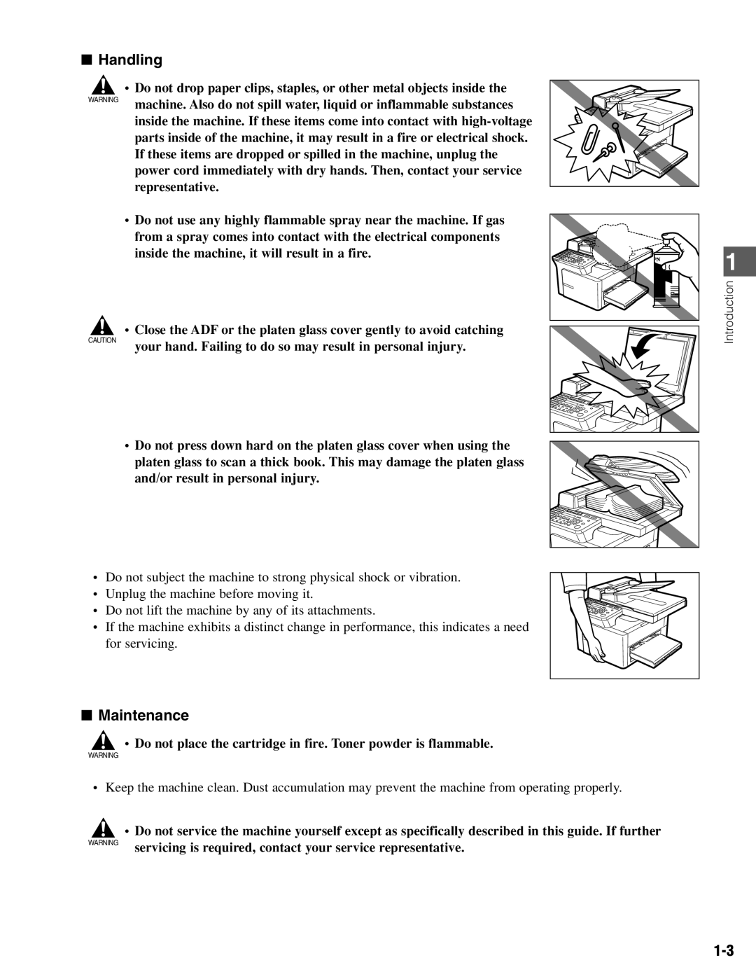 Canon PC-D340, PC-D320 manual Handling, Maintenance 