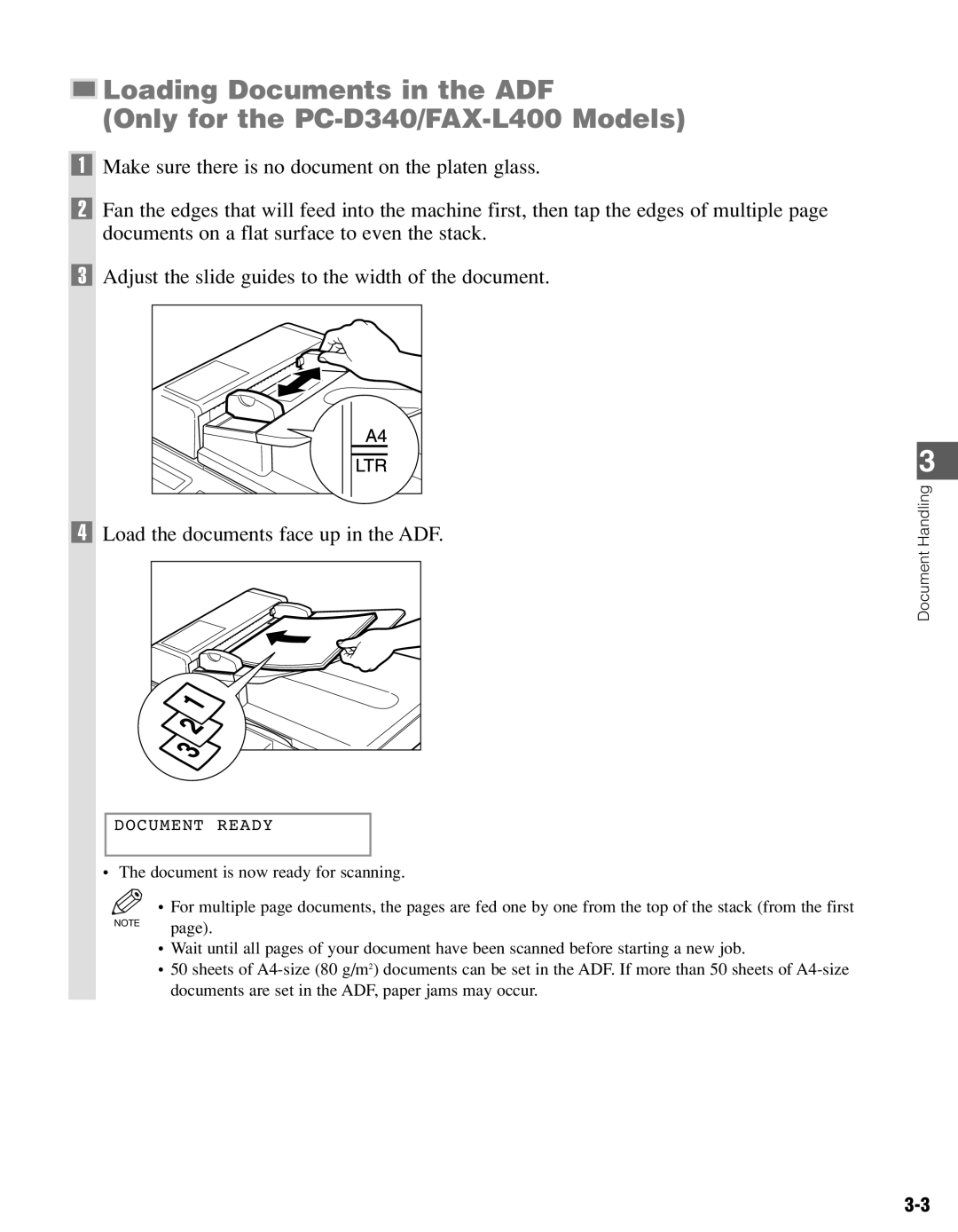 Canon PC-D340, PC-D320 manual Document Ready 