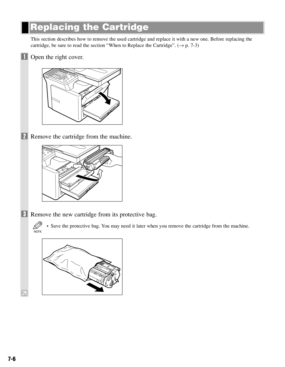 Canon PC-D320, PC-D340 manual Replacing the Cartridge 