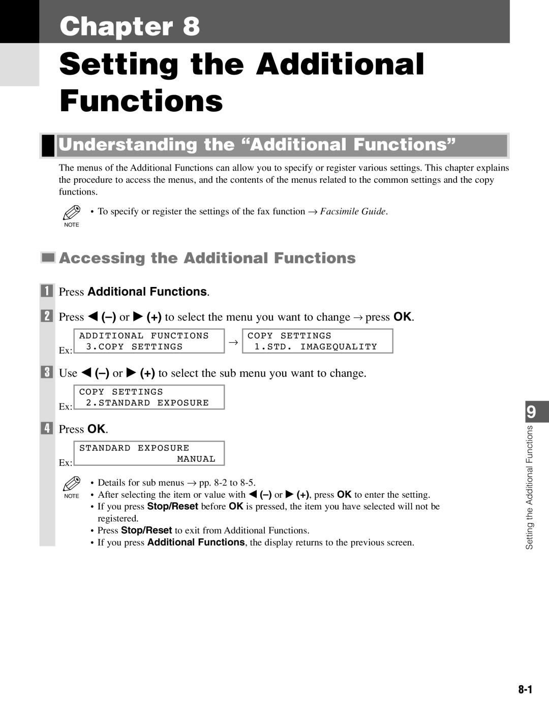 Canon PC-D340 Setting the Additional Functions, Understanding the Additional Functions, Accessing the Additional Functions 