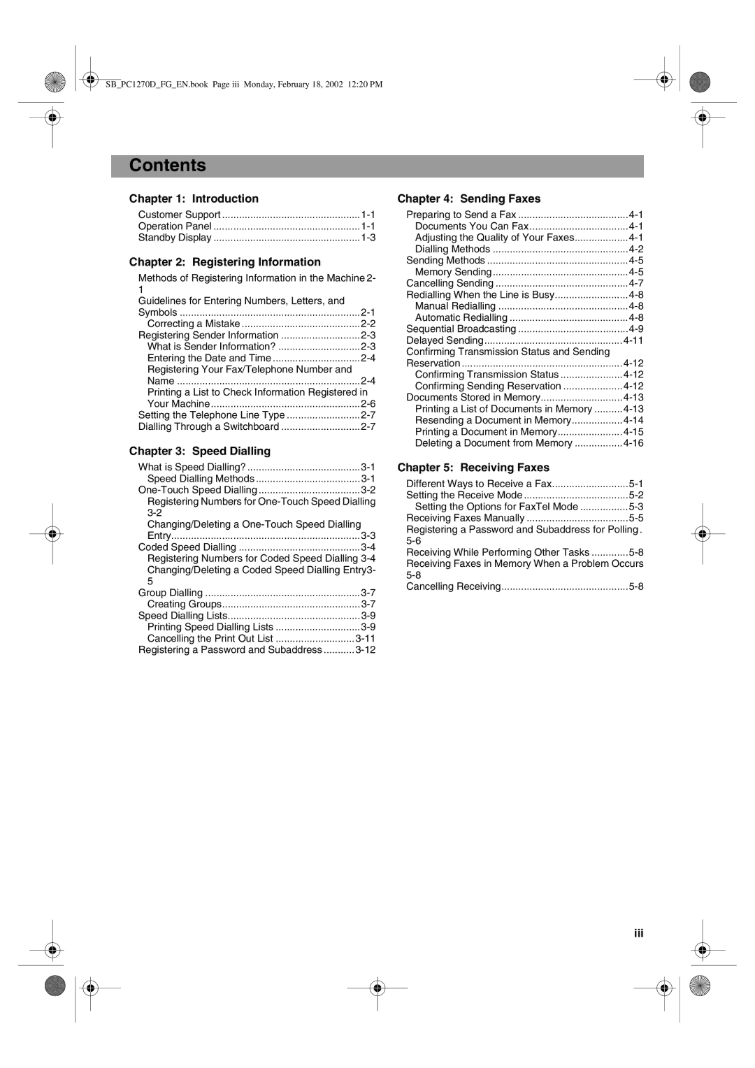 Canon PC1270D manual Contents 