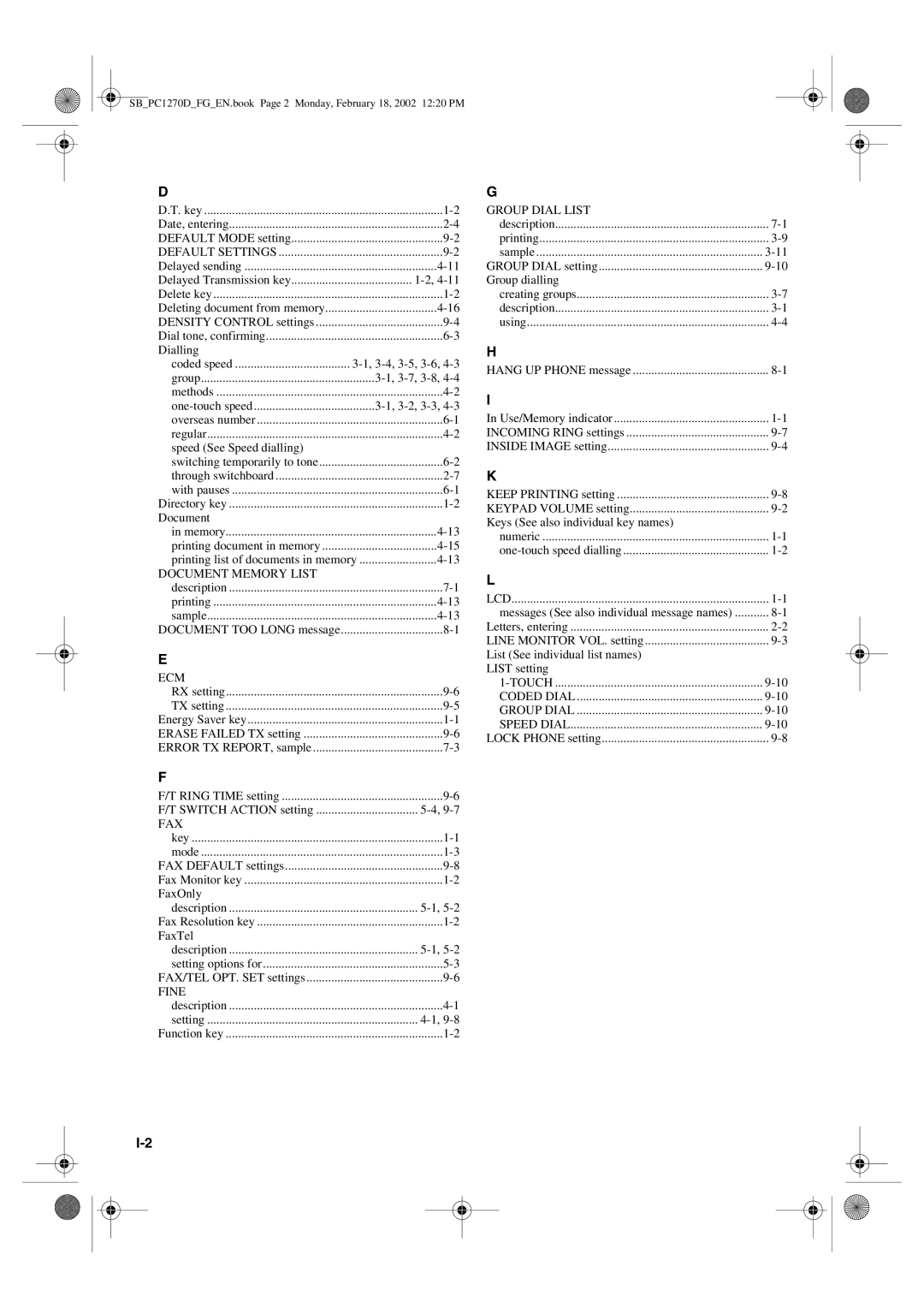 Canon PC1270D manual Dialling, 3-7, 3-8, 3-2, 3-3, Speed See Speed dialling, Document, FaxOnly, FaxTel 