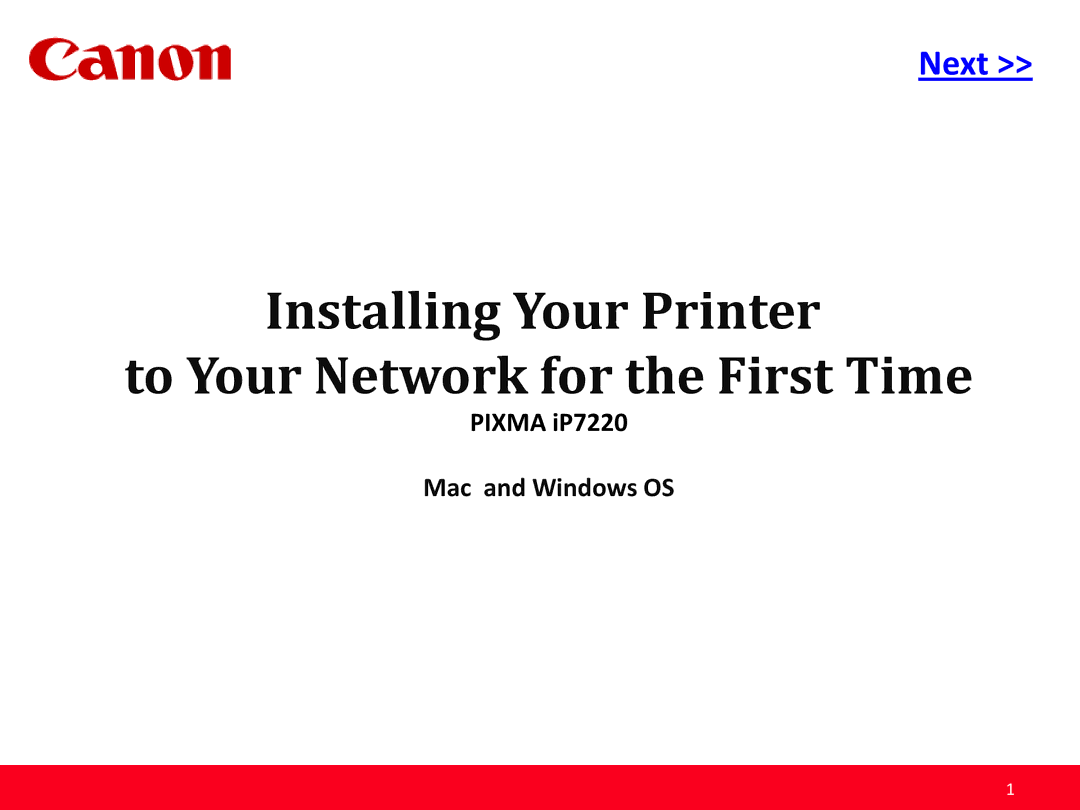 Canon PIXMA iP7220 manual Installing Your Printer To Your Network for the First Time 