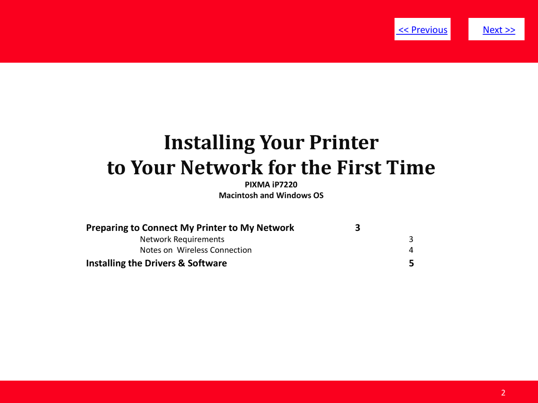 Canon PIXMA iP7220 manual Installing Your Printer To Your Network for the First Time 