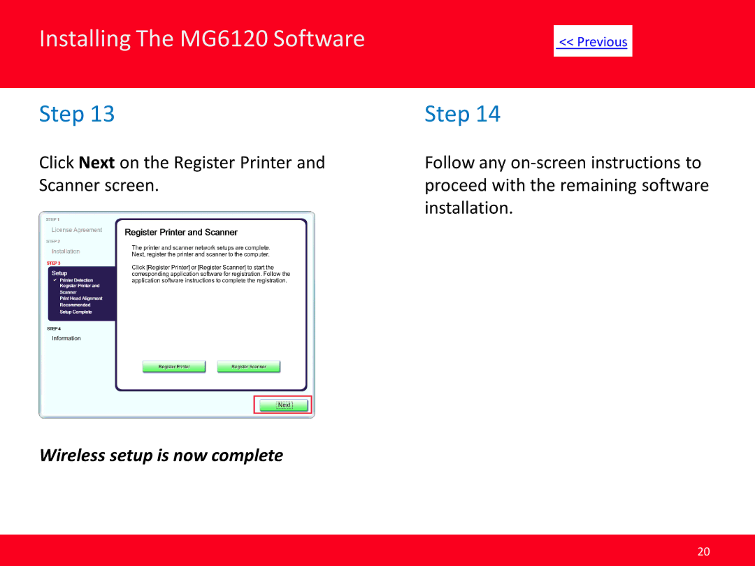 Canon PIXMA MG6120 manual Wireless setup is now complete 