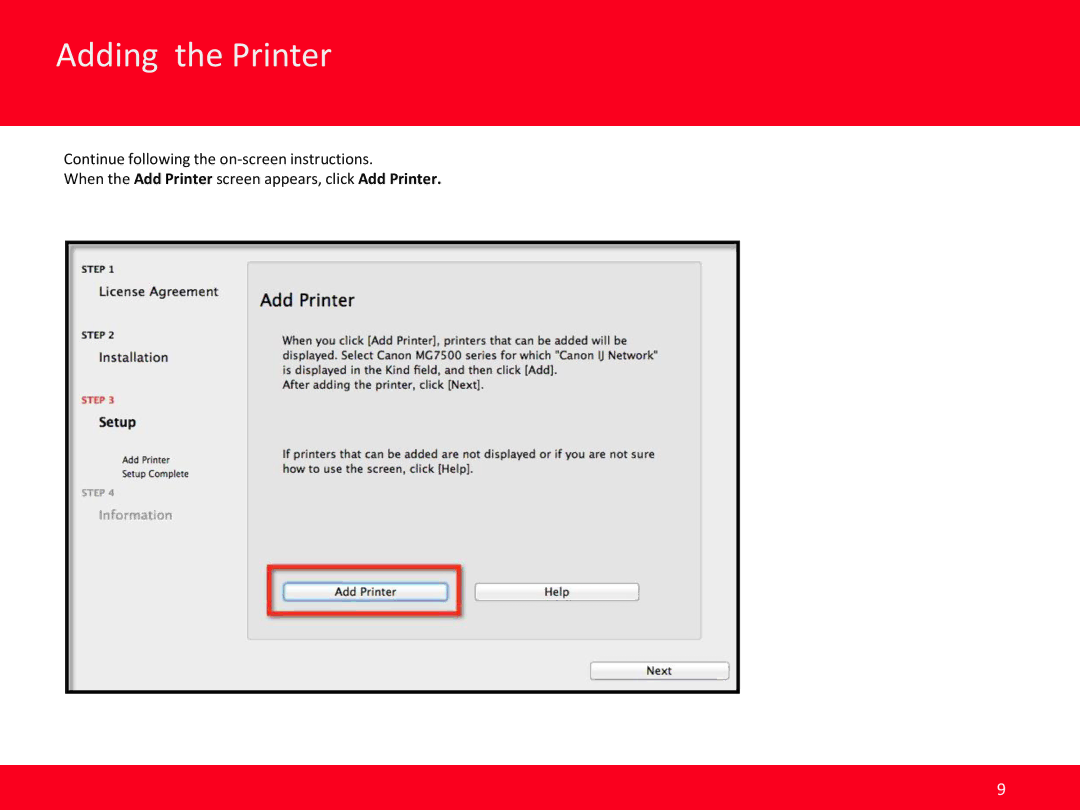 Canon PIXMA MG7520 manual Adding the Printer 