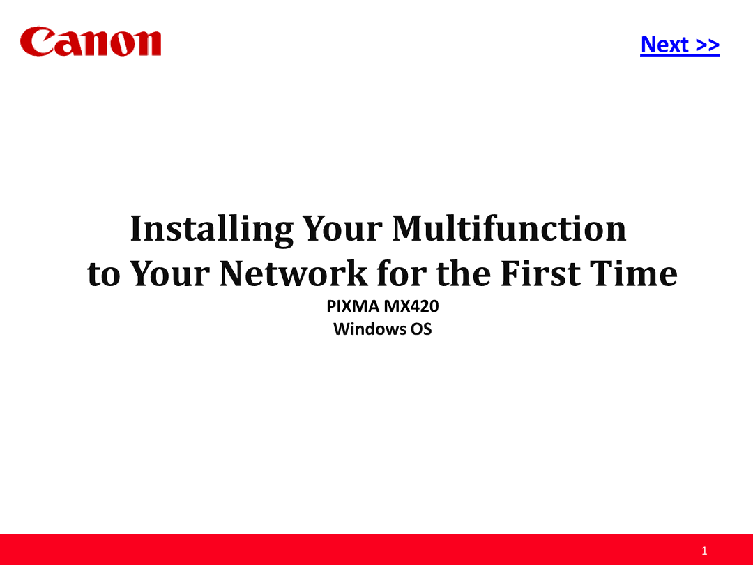 Canon PIXMA MX420 manual Next 