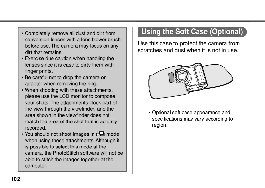 Canon PowerShot A10, PowerShot A20 manual Using the Soft Case Optional 