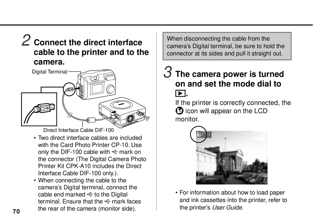 Canon PowerShot A10, PowerShot A20 manual Camera power is turned on and set the mode dial to 