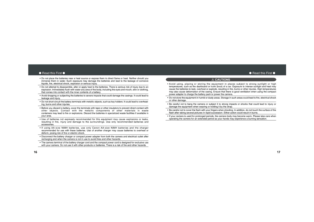 Canon PowerShot A200, PowerShot A100 quick start Read this First 