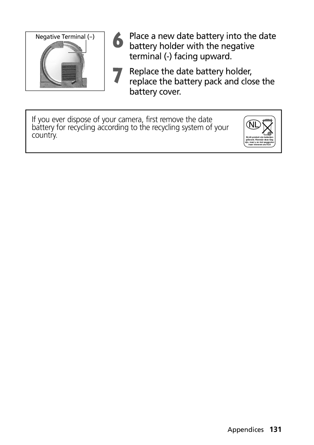 Canon PowerShot G2 manual Negative Terminal 