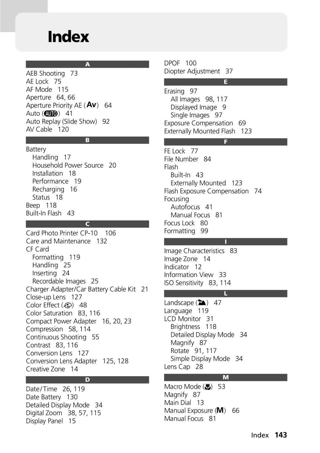 Canon PowerShot G2 manual Index 