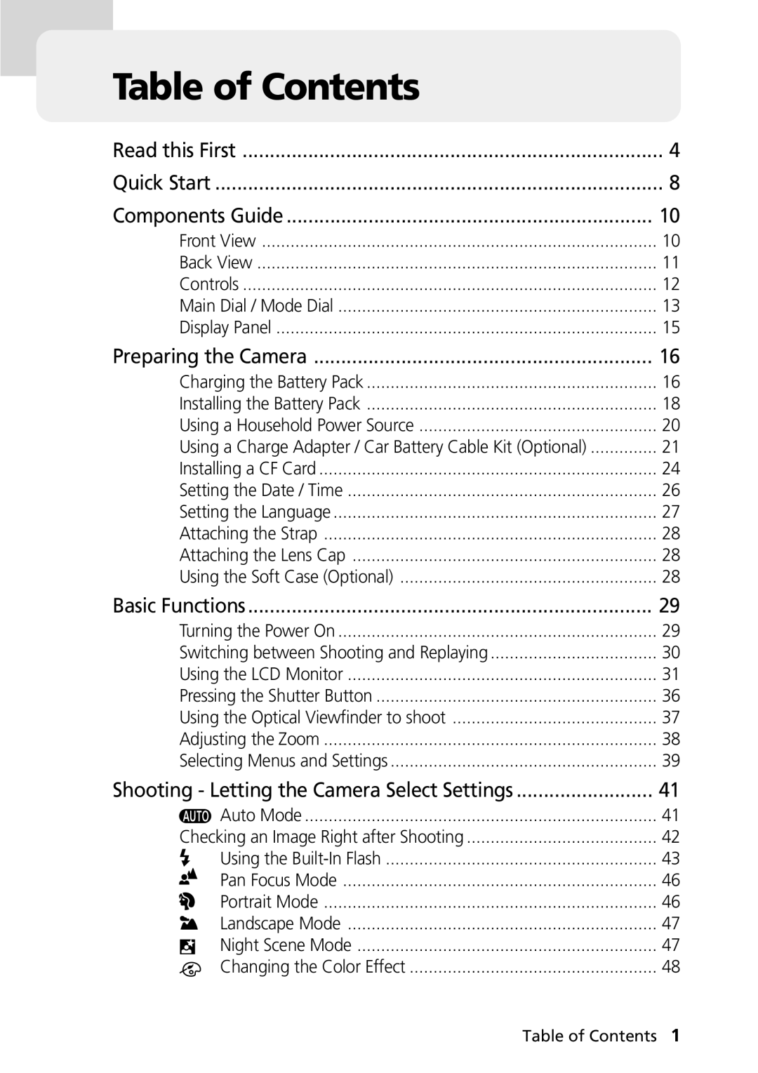 Canon PowerShot G2 manual Table of Contents 