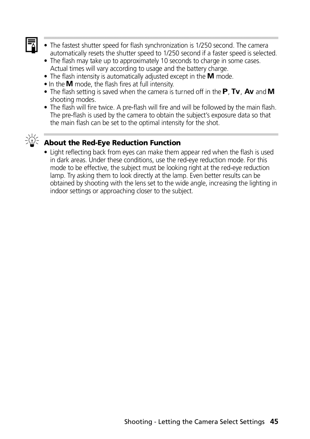 Canon PowerShot G2 manual Shooting modes, About the Red-Eye Reduction Function 