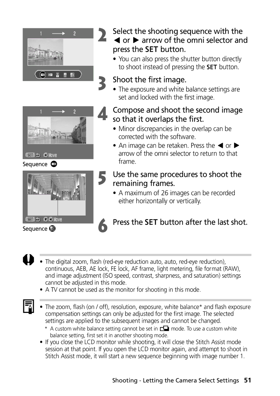 Canon PowerShot G2 manual Press the button after the last shot, TV cannot be used as the monitor for shooting in this mode 