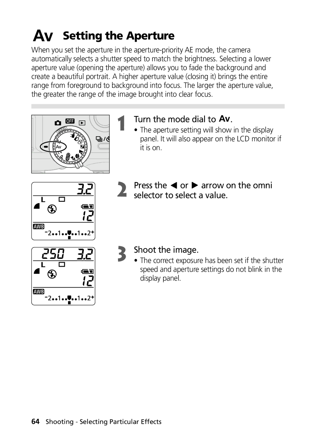 Canon PowerShot G2 manual Setting the Aperture 