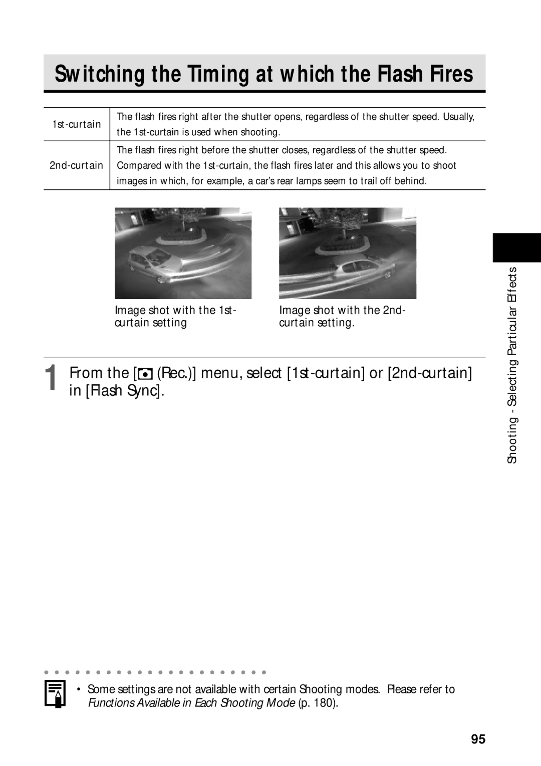 Canon PowerShot S45 manual Switching the Timing at which the Flash Fires 