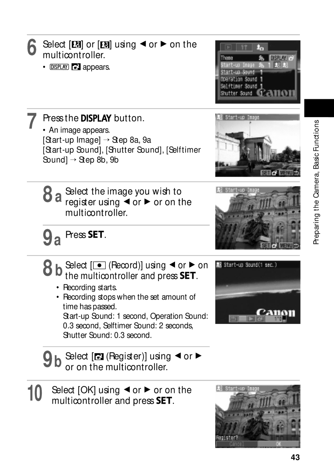 Canon PowerShot S45 manual Select or using B or a on the multicontroller, Appears 