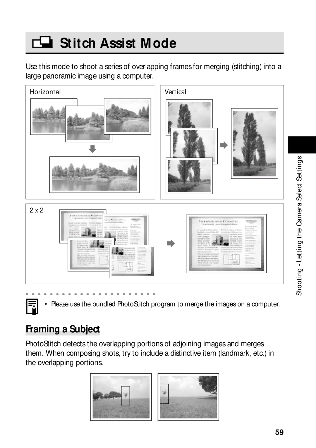 Canon PowerShot S45 manual Stitch Assist Mode, Framing a Subject 