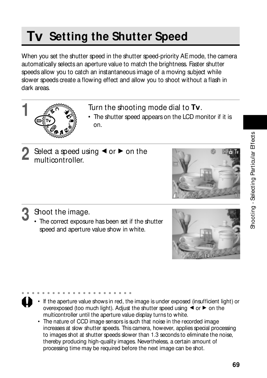 Canon PowerShot S45 manual Setting the Shutter Speed 