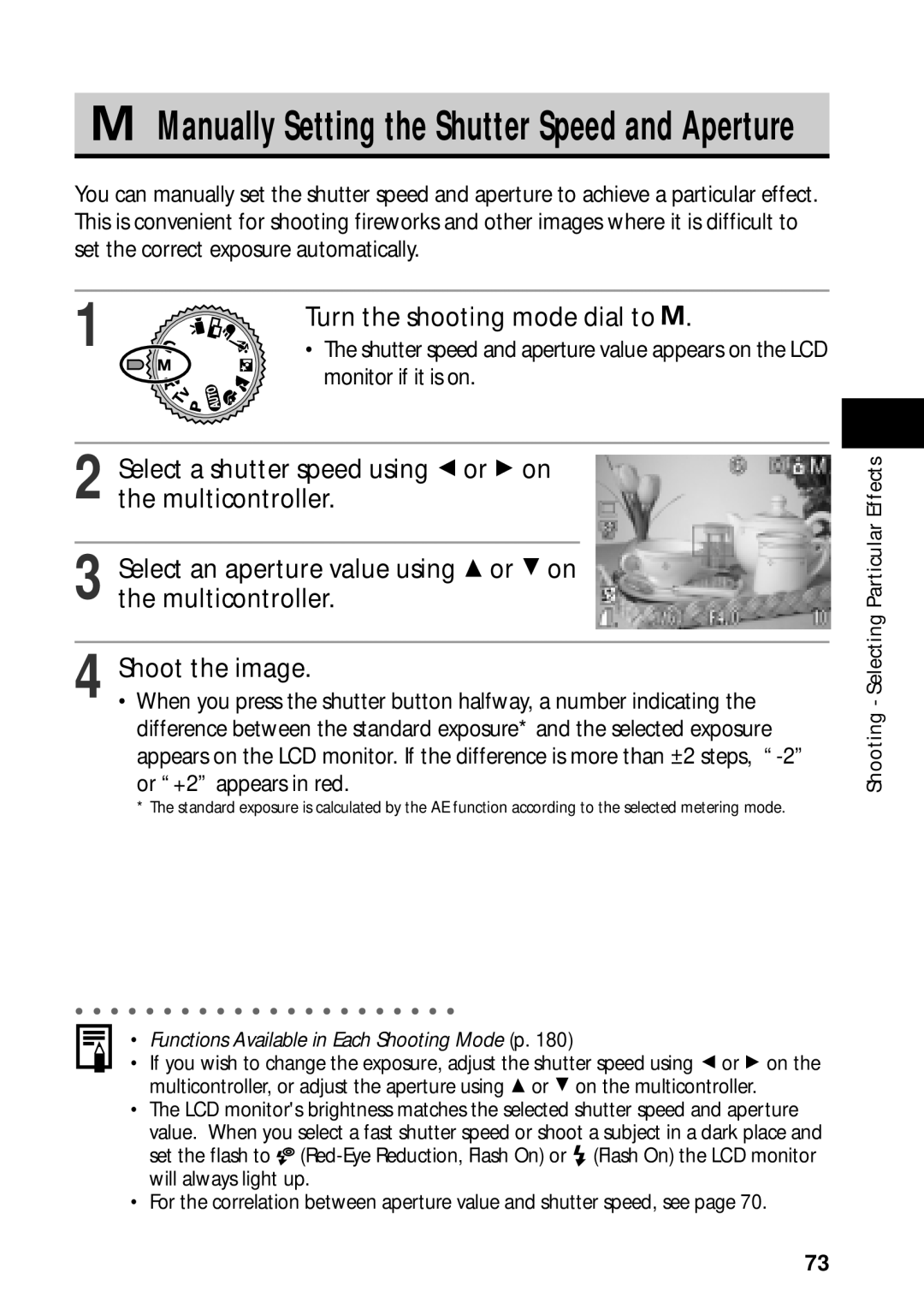 Canon PowerShot S45 manual Manually Setting the Shutter Speed and Aperture, Monitor if it is on 