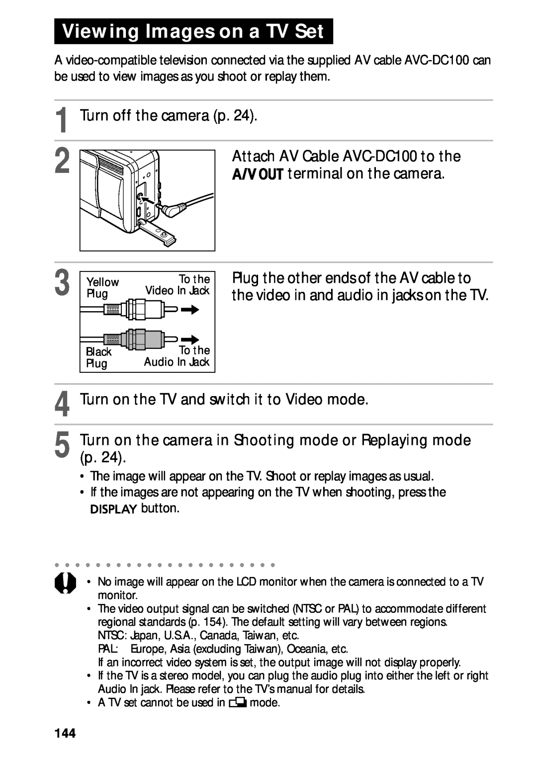 Canon PowerShot S45 manual Viewing Images on a TV Set, terminal on the camera, Turn on the TV and switch it to Video mode 