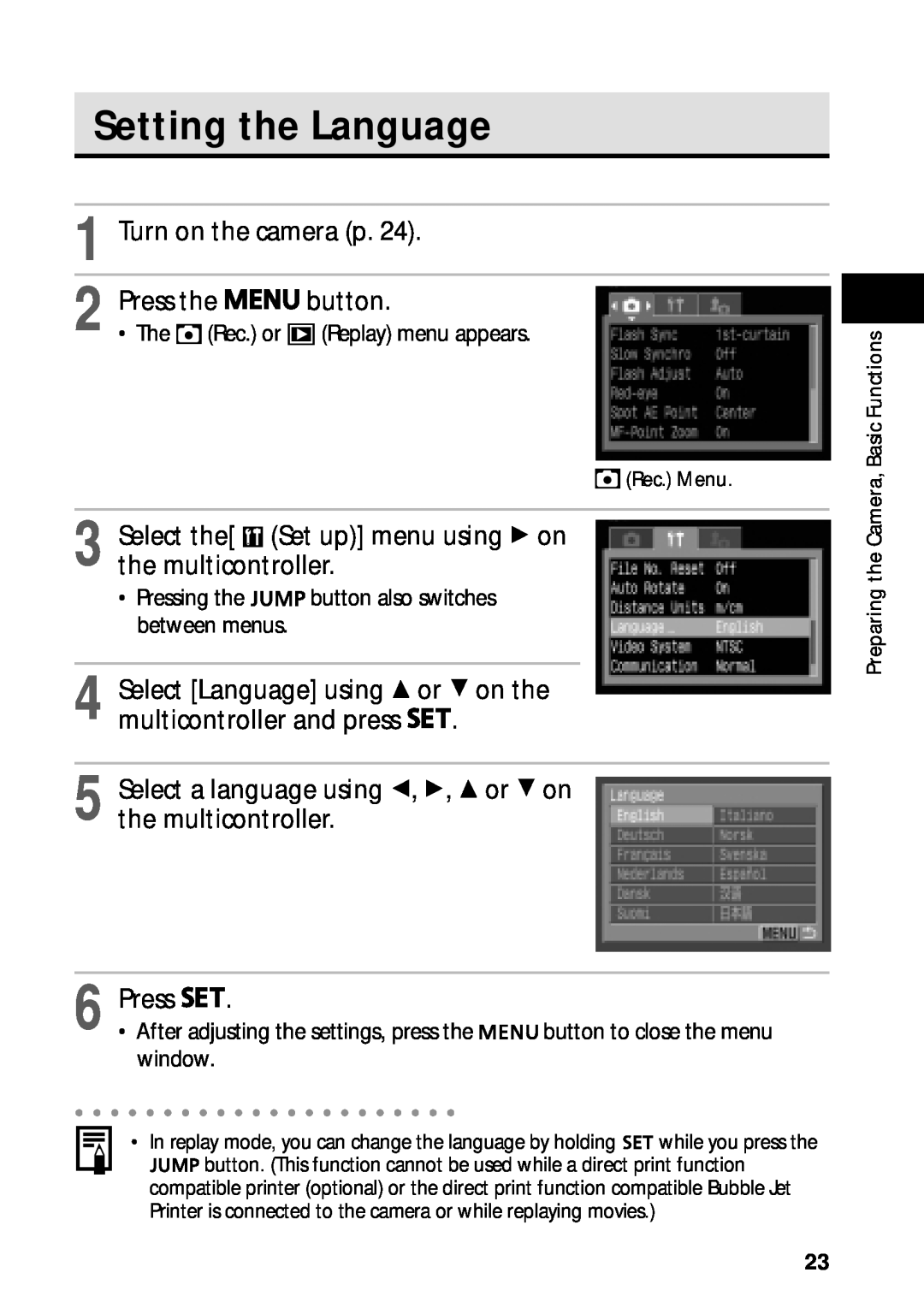 Canon PowerShot S45 manual Setting the Language 