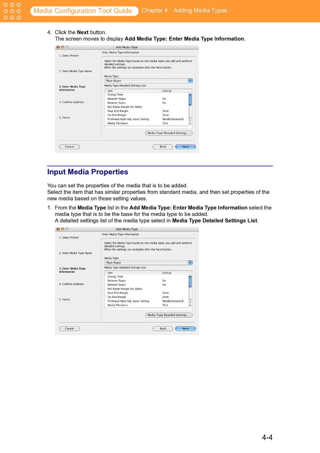 Canon Printer manual Input Media Properties 