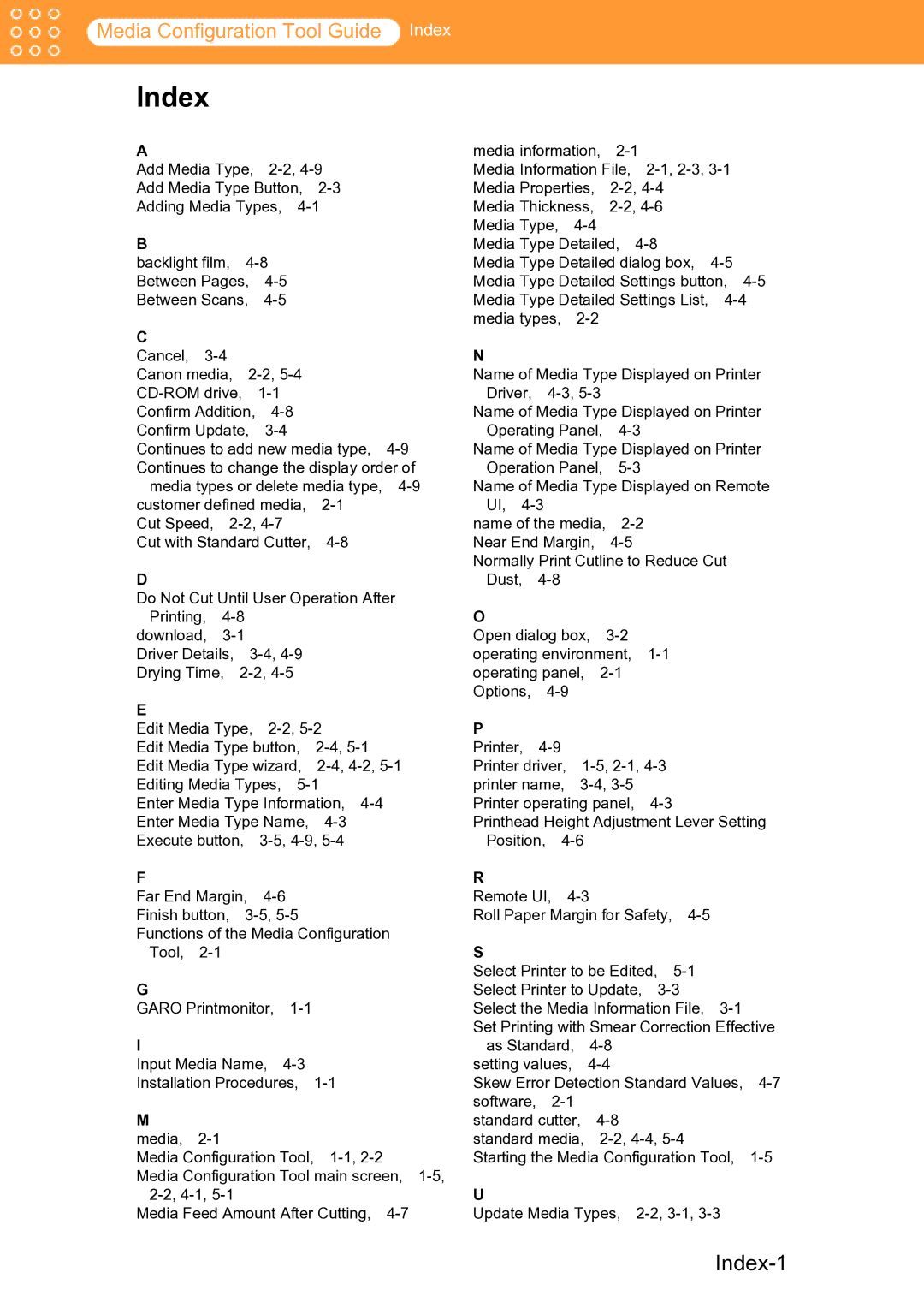 Canon Printer manual Index-1 