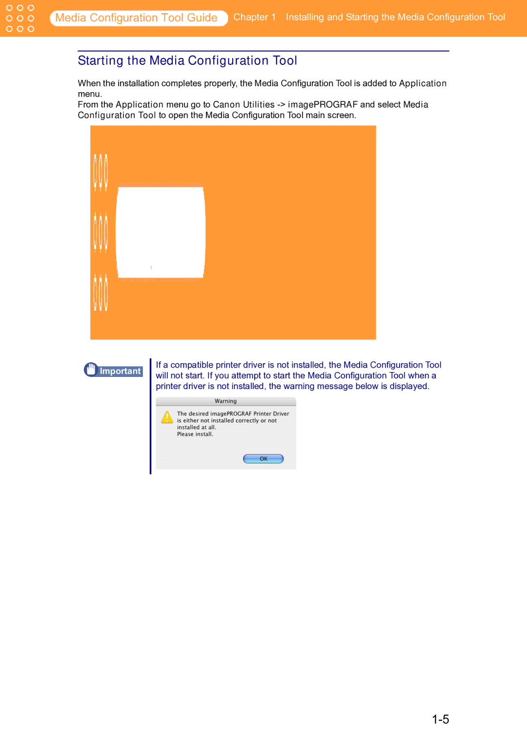 Canon Printer manual Starting the Media Configuration Tool 