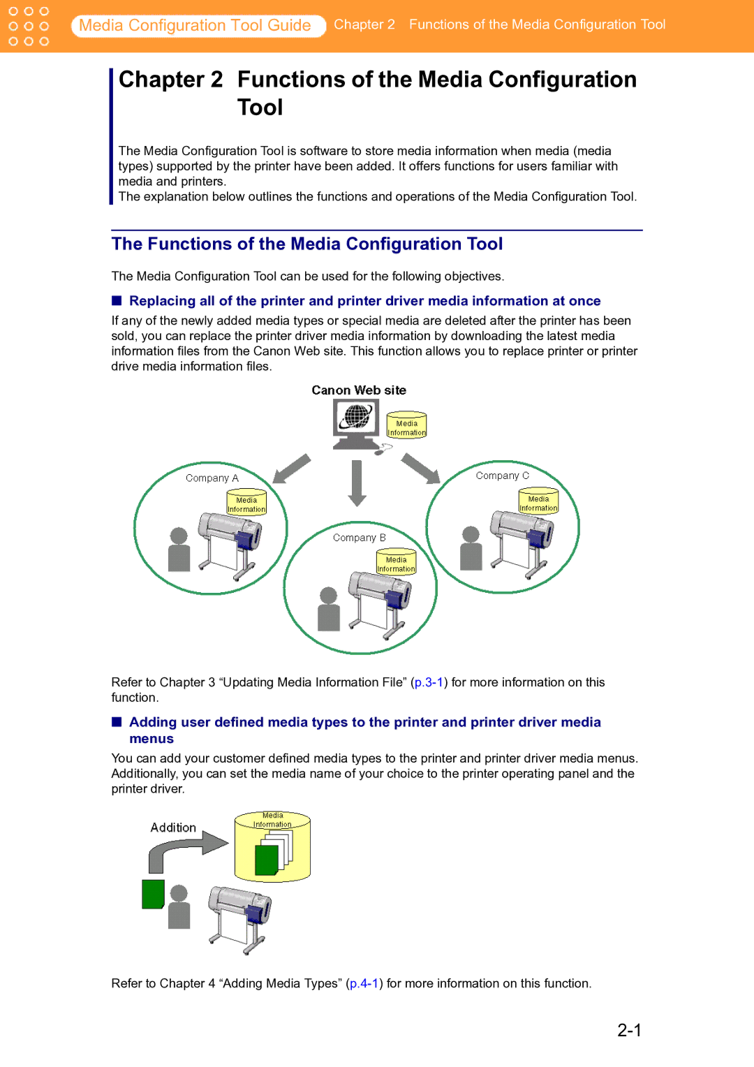 Canon Printer manual Functions of the Media Configuration Tool 