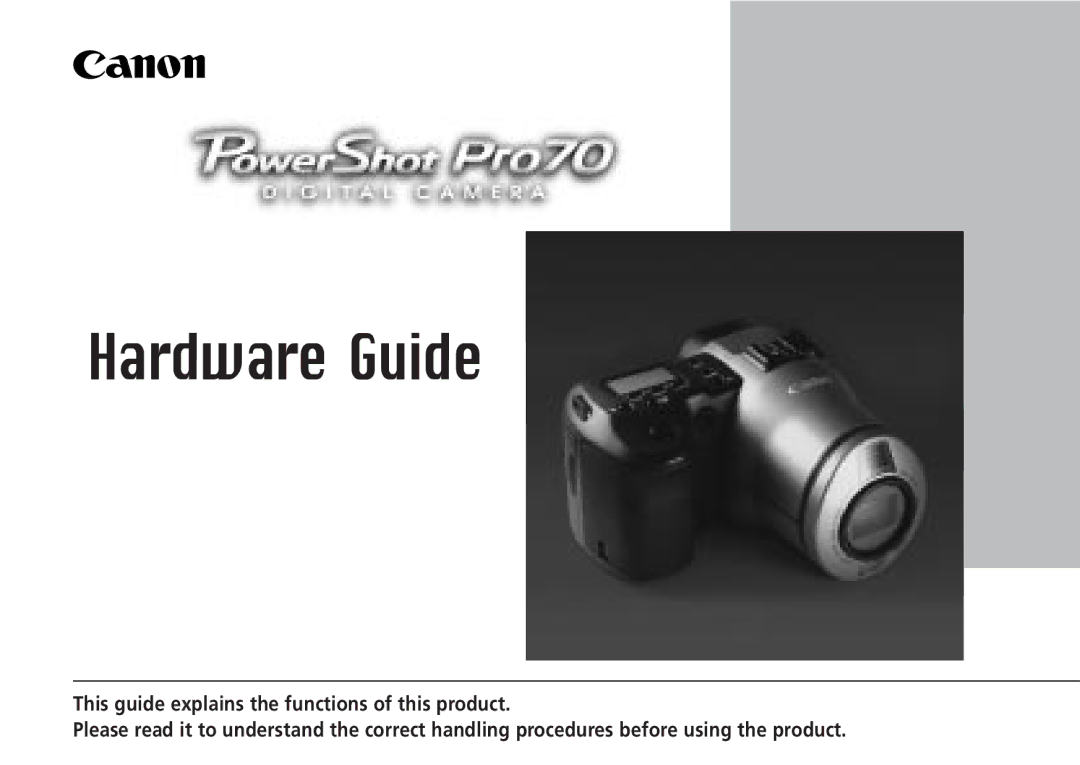 Canon Pro70 manual Hardware Guide 