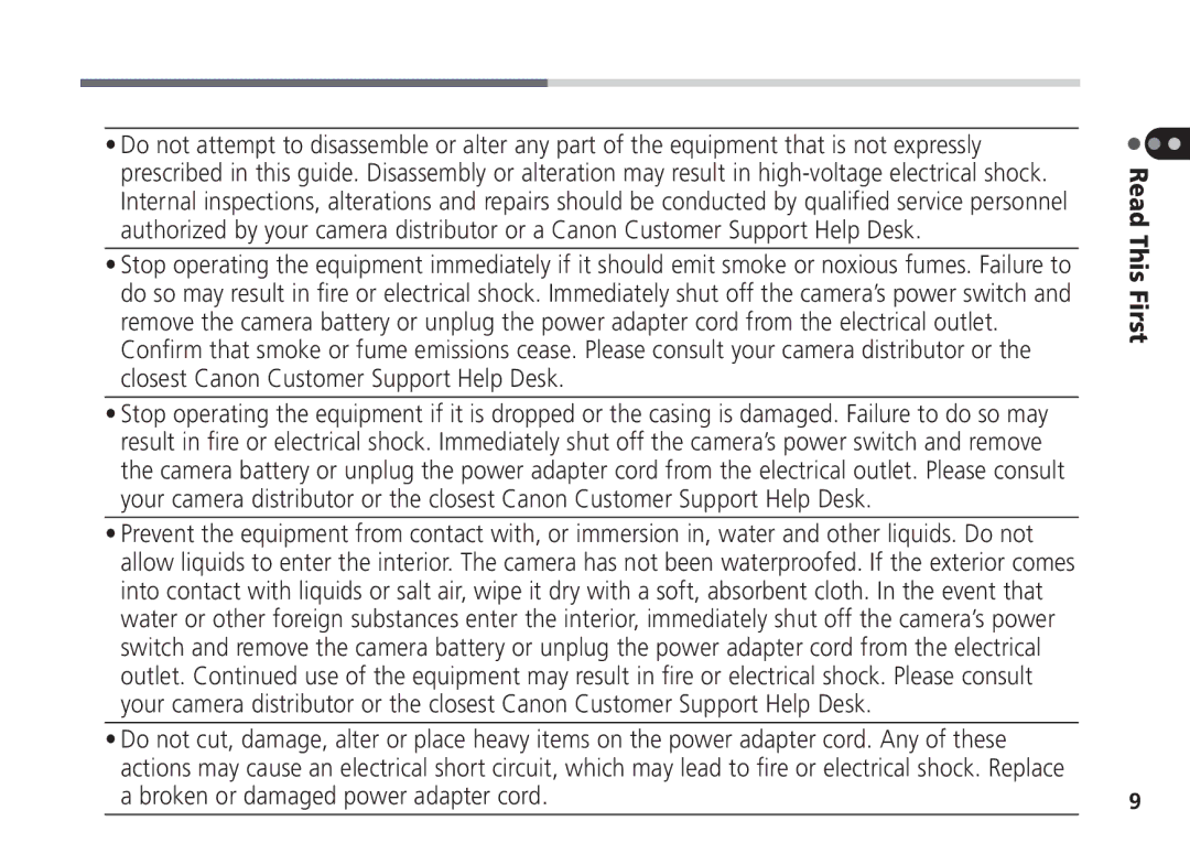 Canon Pro70 manual Read This First 