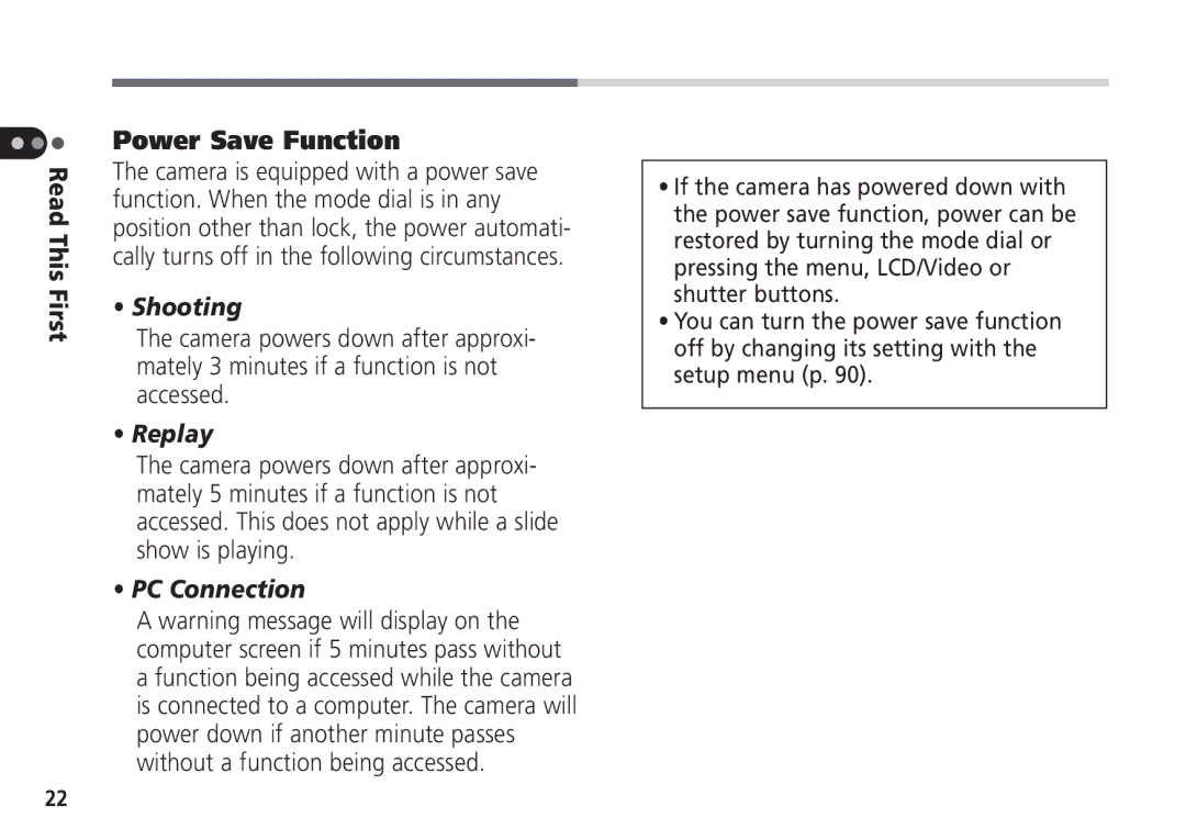 Canon Pro70 manual Power Save Function, Replay 