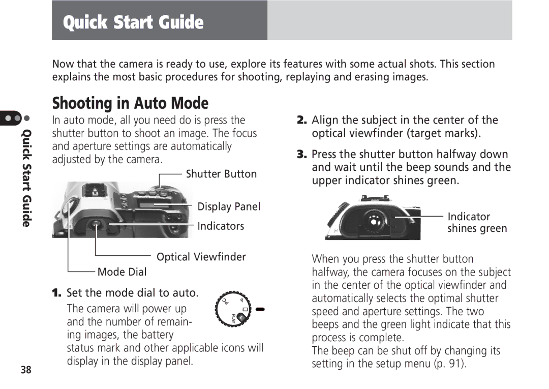 Canon Pro70 manual Shooting in Auto Mode, Set the mode dial to auto 