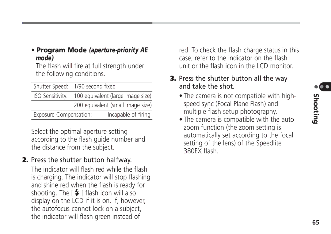 Canon Pro70 manual Shine red when the flash is ready for, Press the shutter button all the way and take the shot 