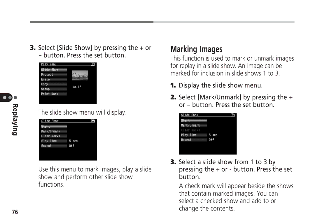 Canon Pro70 manual Marking Images 