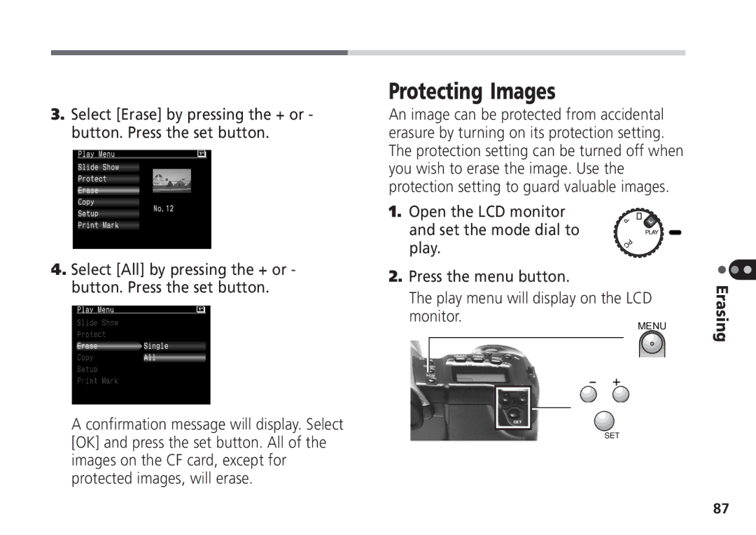 Canon Pro70 manual Protecting Images 