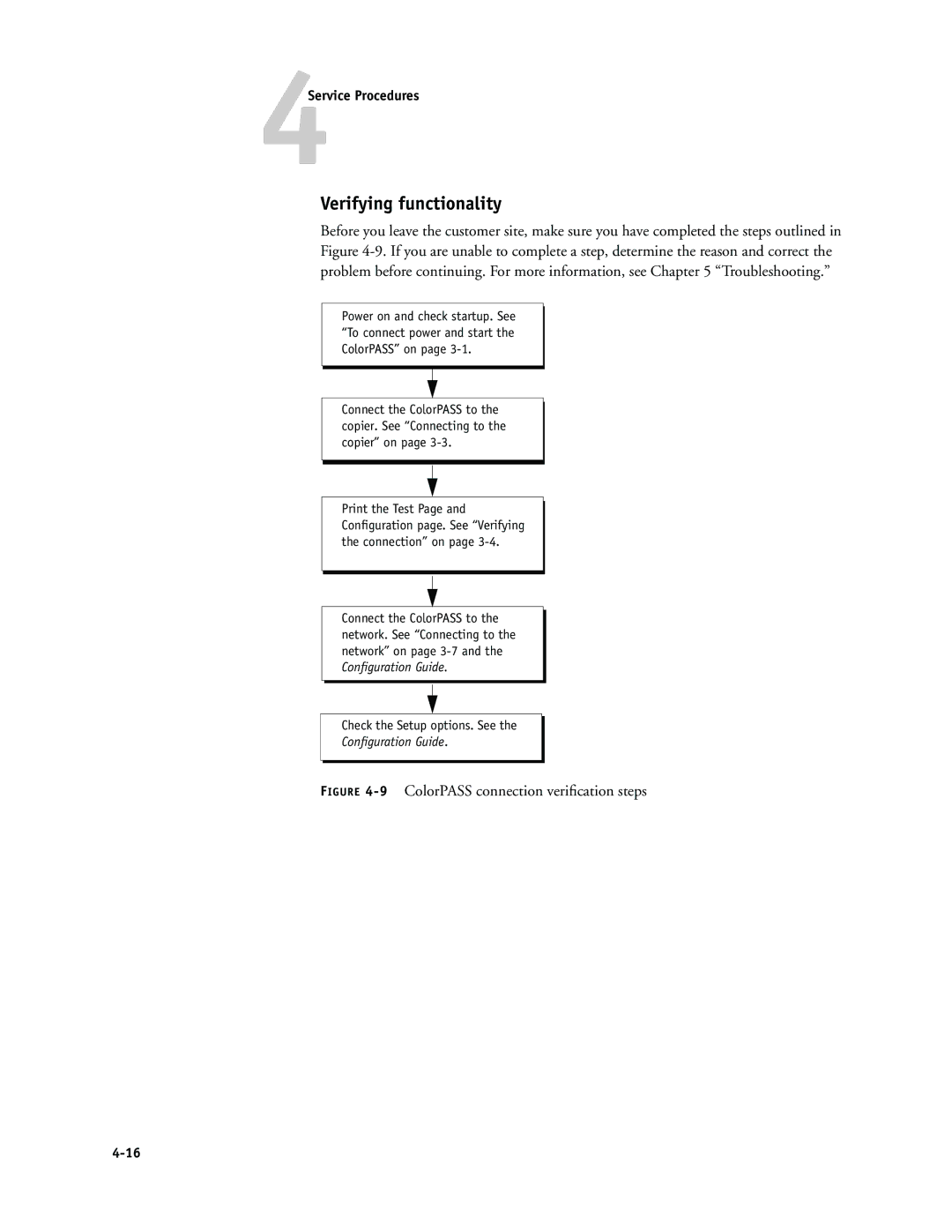 Canon PS-NX6000 manual Verifying functionality, 9ColorPASS connection veriﬁcation steps 