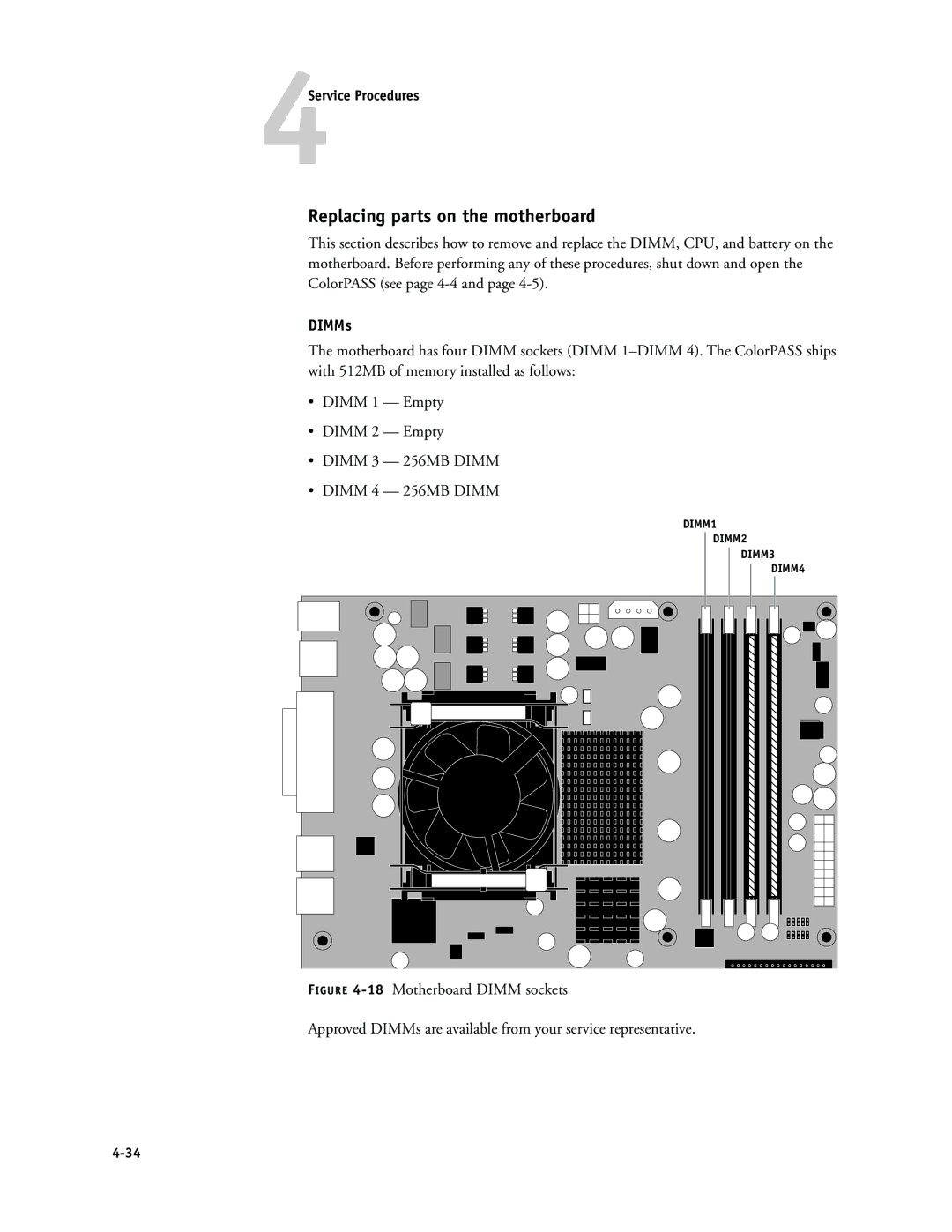 Canon PS-NX6000 manual Replacing parts on the motherboard, DIMMs 