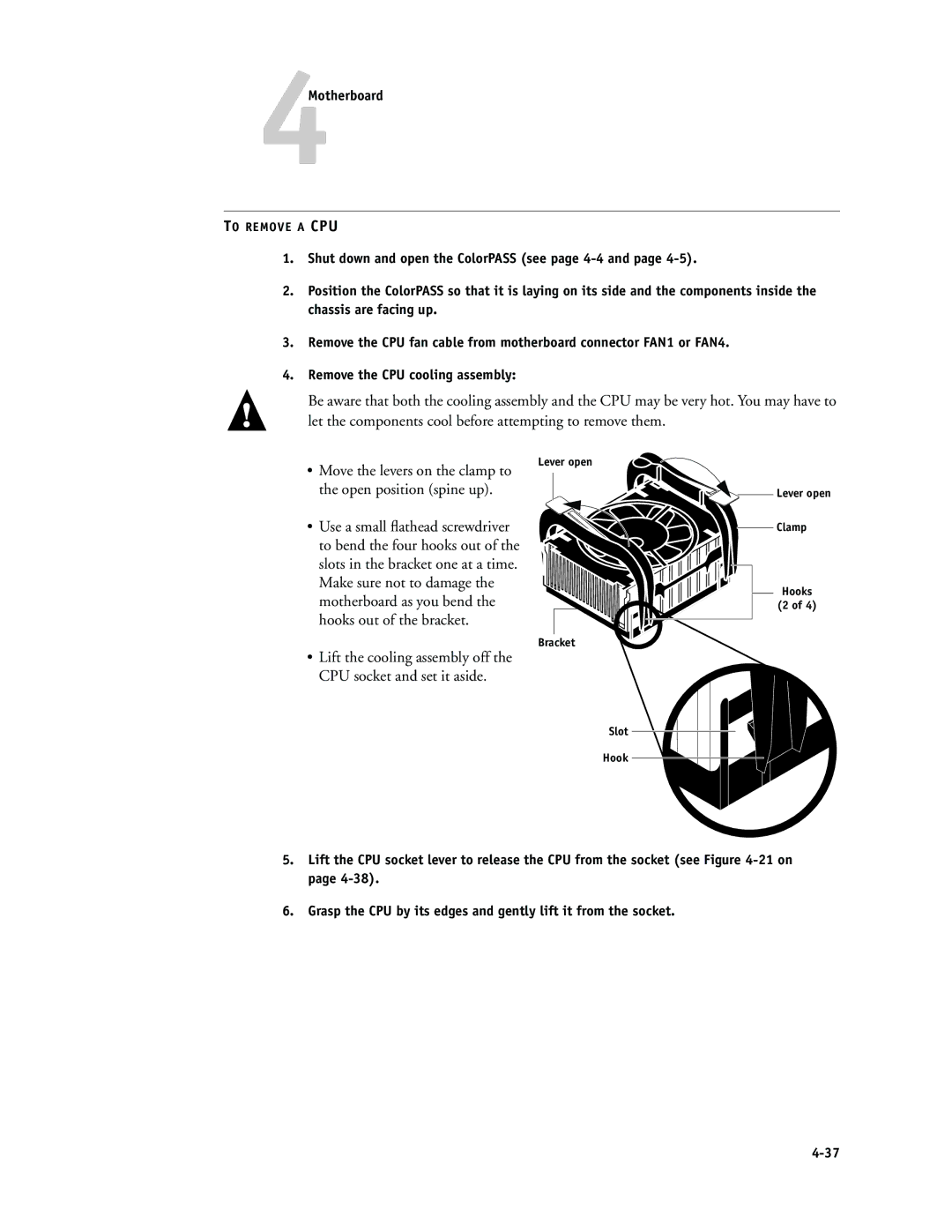 Canon PS-NX6000 manual To Remove a CPU 