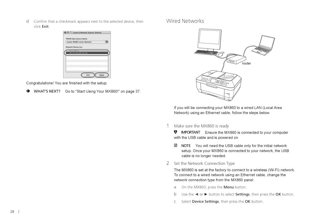 Canon Q T 1 0 8 5 1 V 0 1, 3301B002 warranty Wired Networks, Set the Network Connection Type 