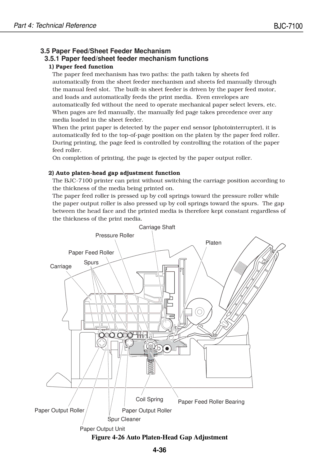 Canon QY8-1360-000 manual Paper feed function, Auto platen-head gap adjustment function 