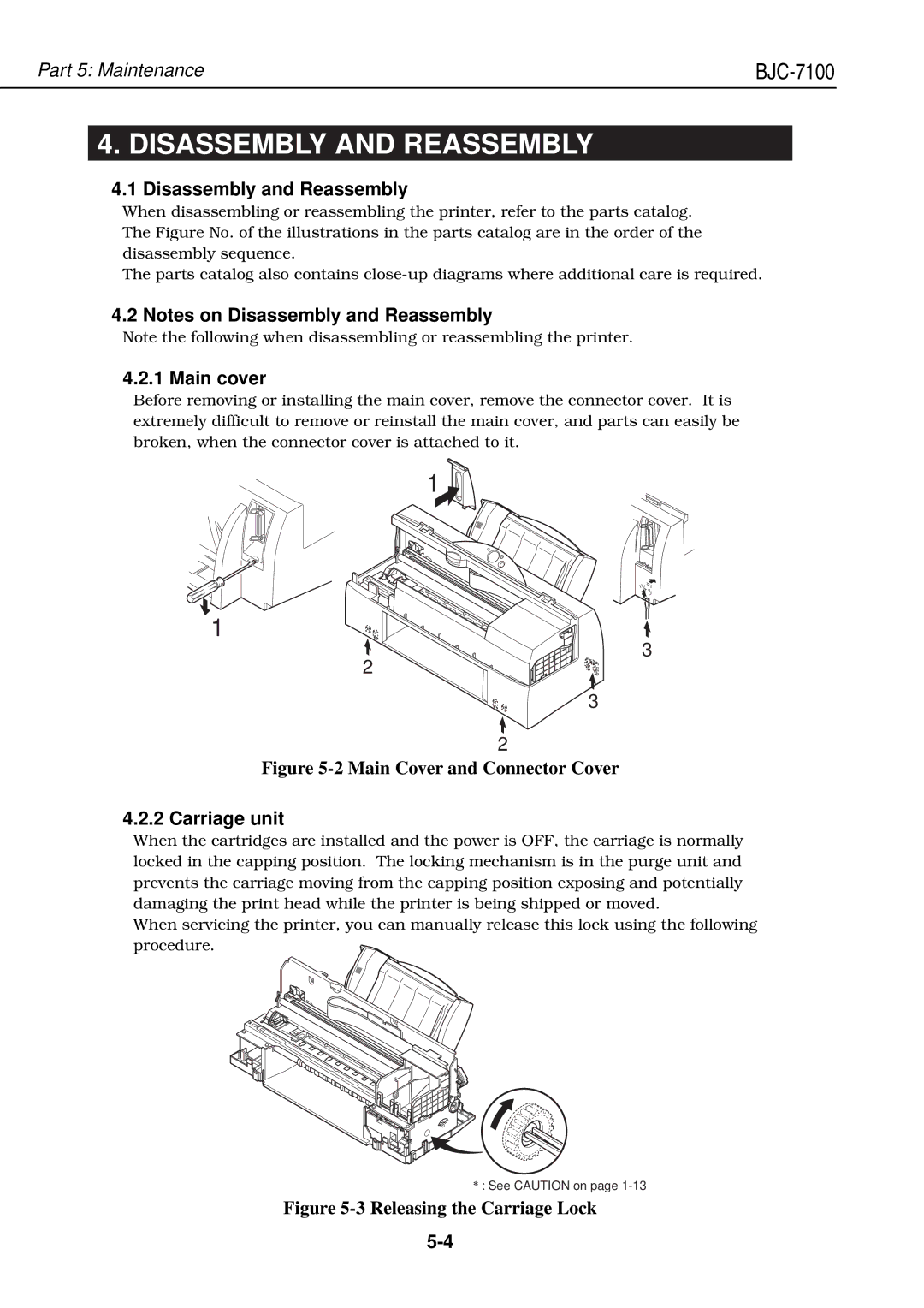 Canon QY8-1360-000 manual Disassembly and Reassembly, Main cover, Carriage unit 